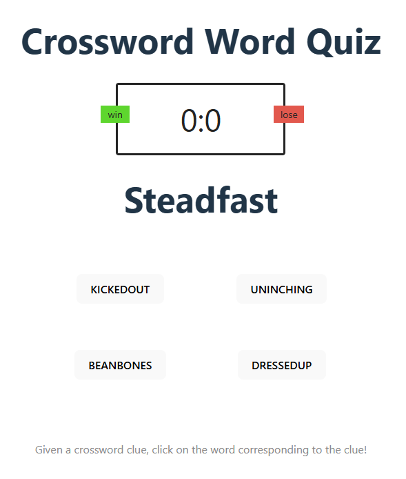 Crossword Word Quiz Web App
